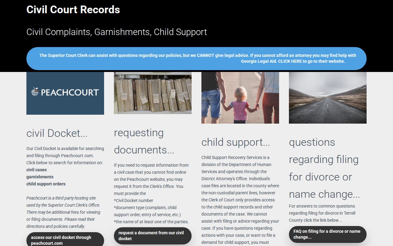 Terrell County civil docket access information