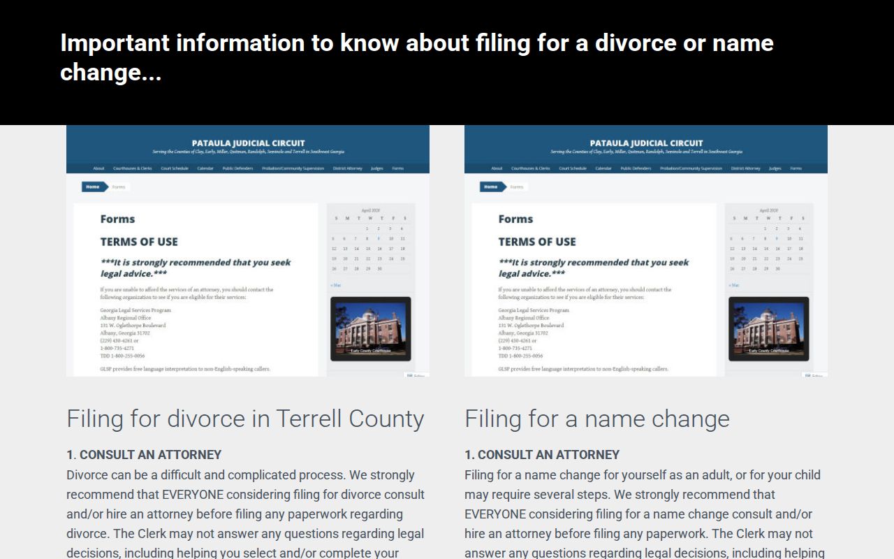 Terrell County civil docket public access terminal instructions