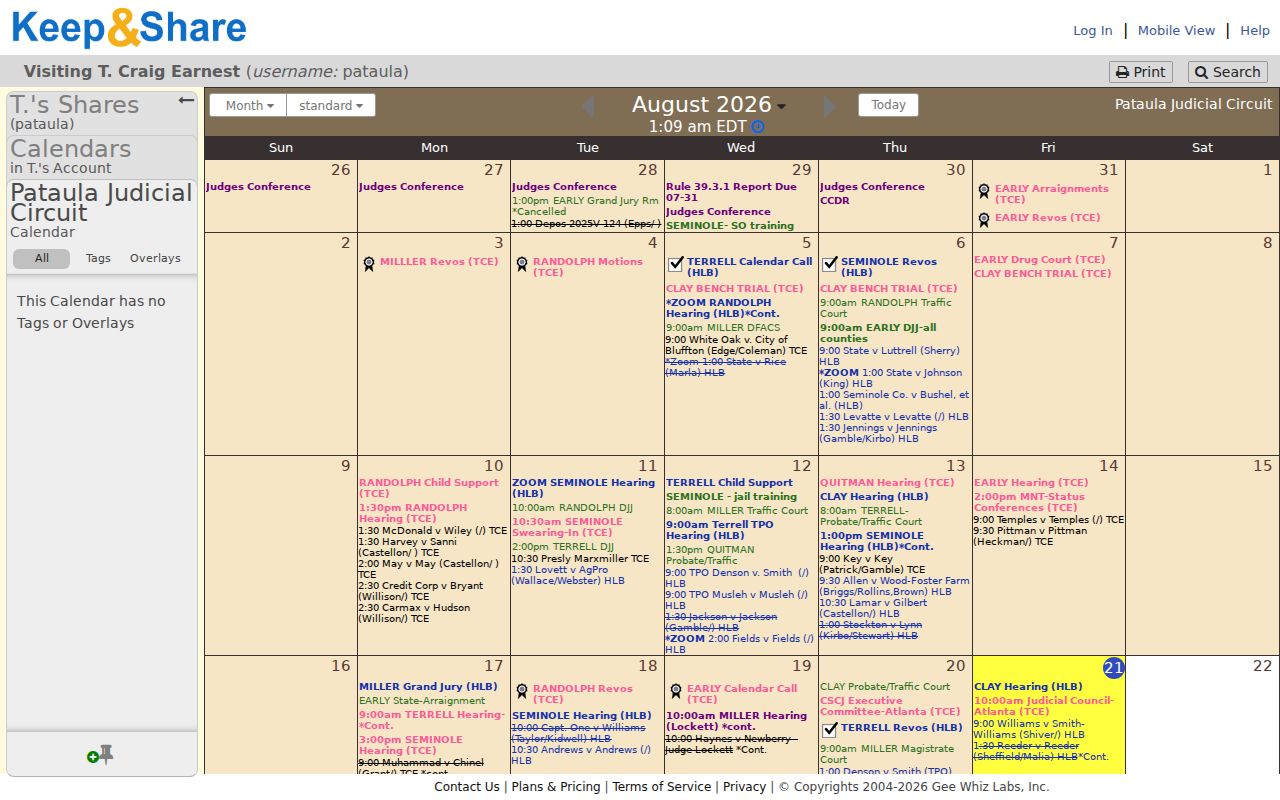Terrell County court dates in the Pataula Keep and Share calendar