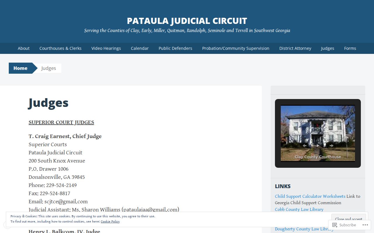 Terrell County court dates and Pataula Superior Court judges