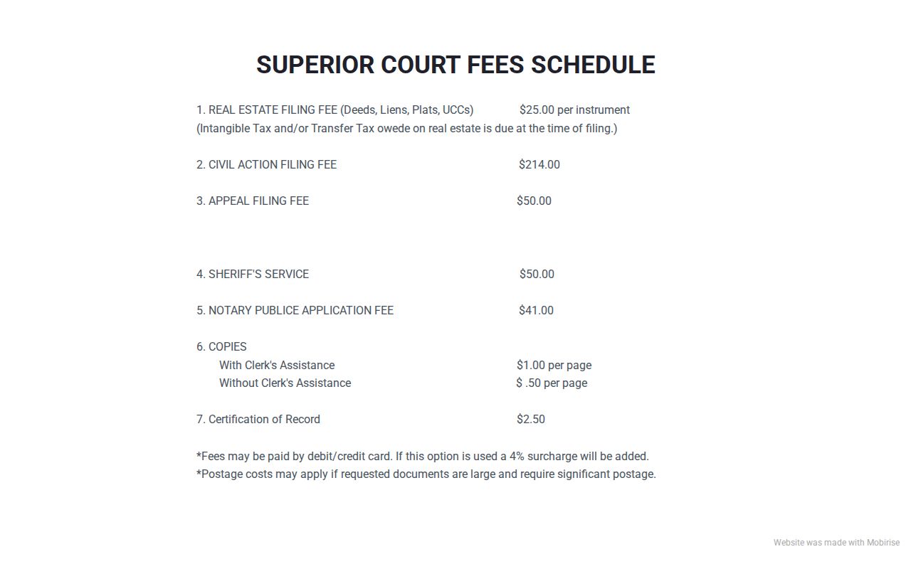 Terrell County court record clerk fee schedule