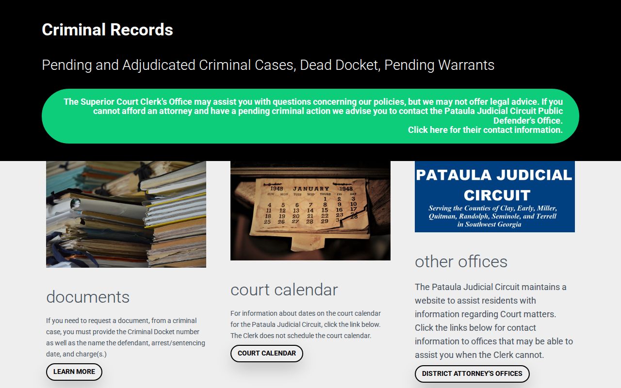 Terrell County criminal docket information
