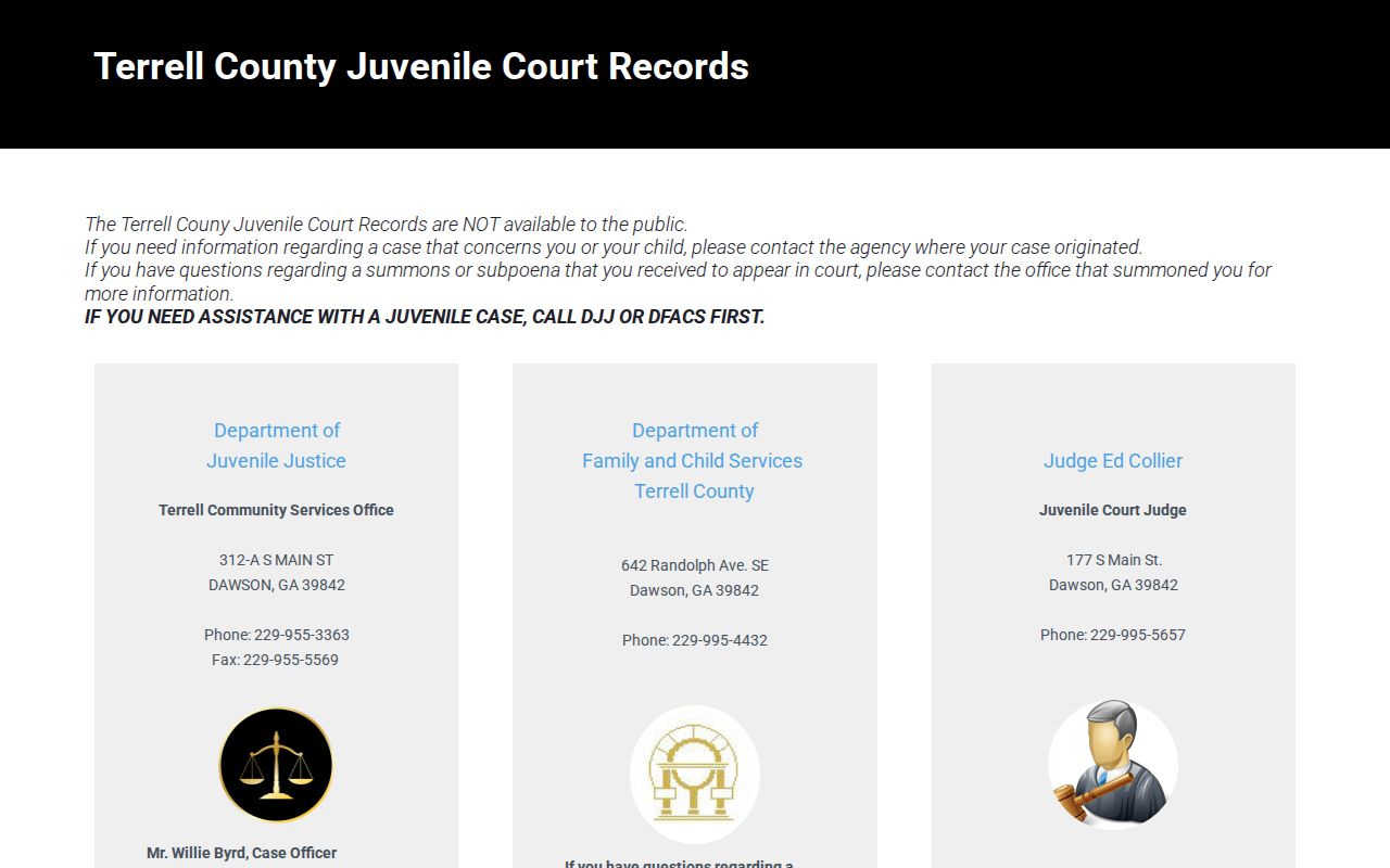 Terrell County juvenile criminal docket limits