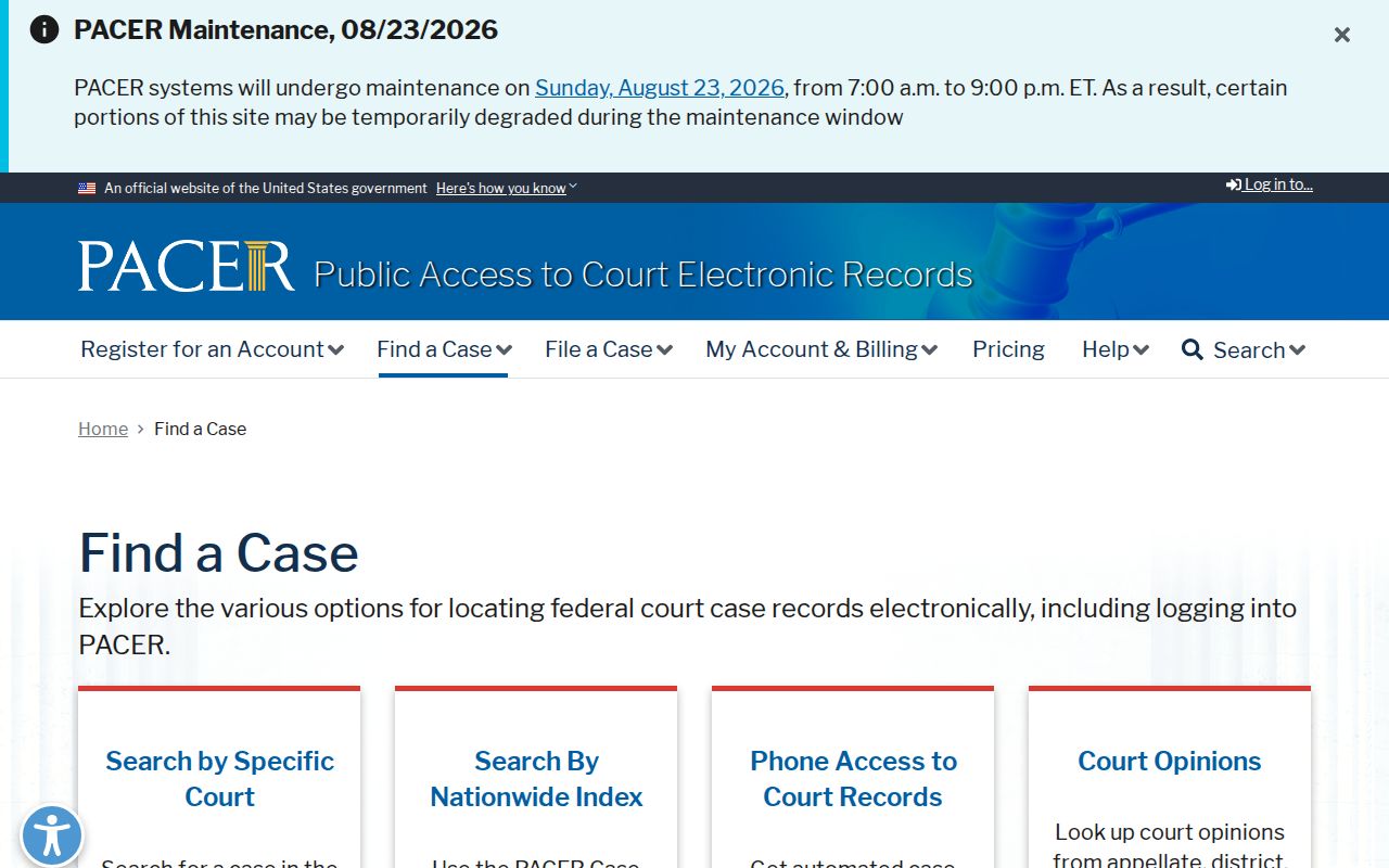 Terrell County federal court docket PACER search
