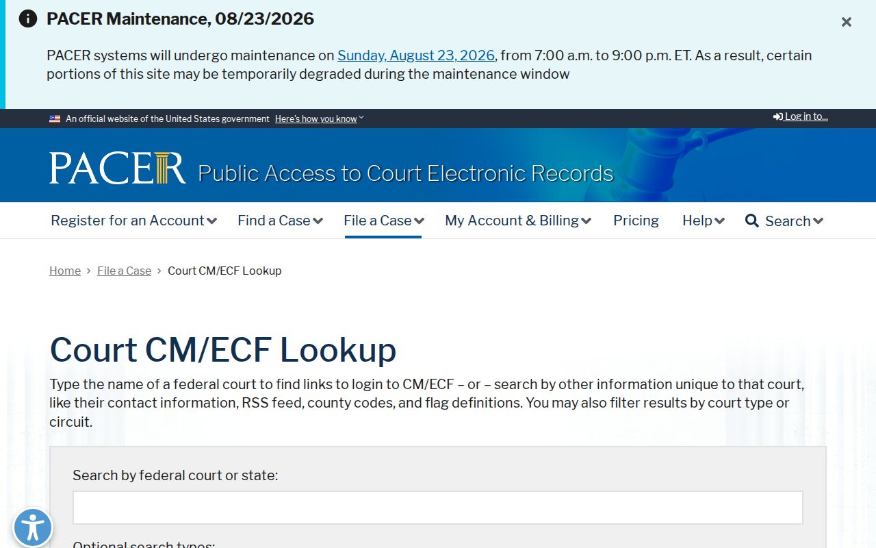 Terrell County federal court docket CM ECF lookup